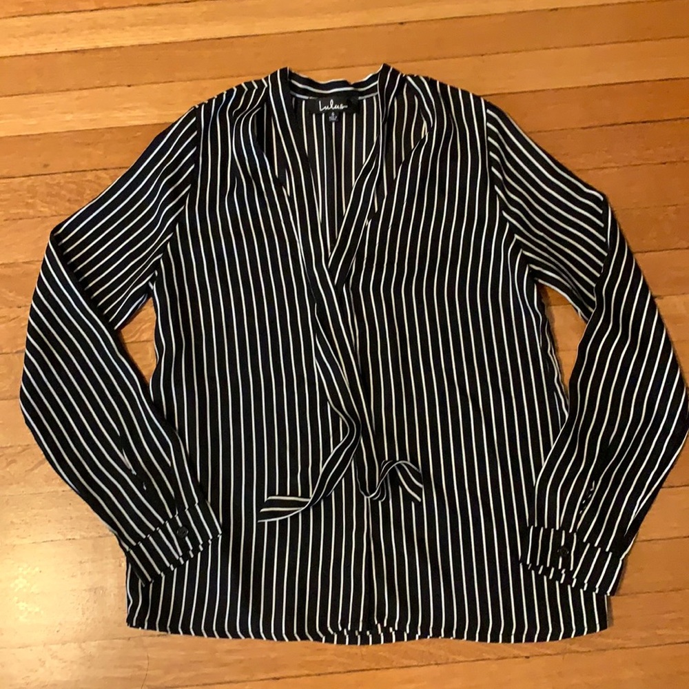 Black and white striped blouse